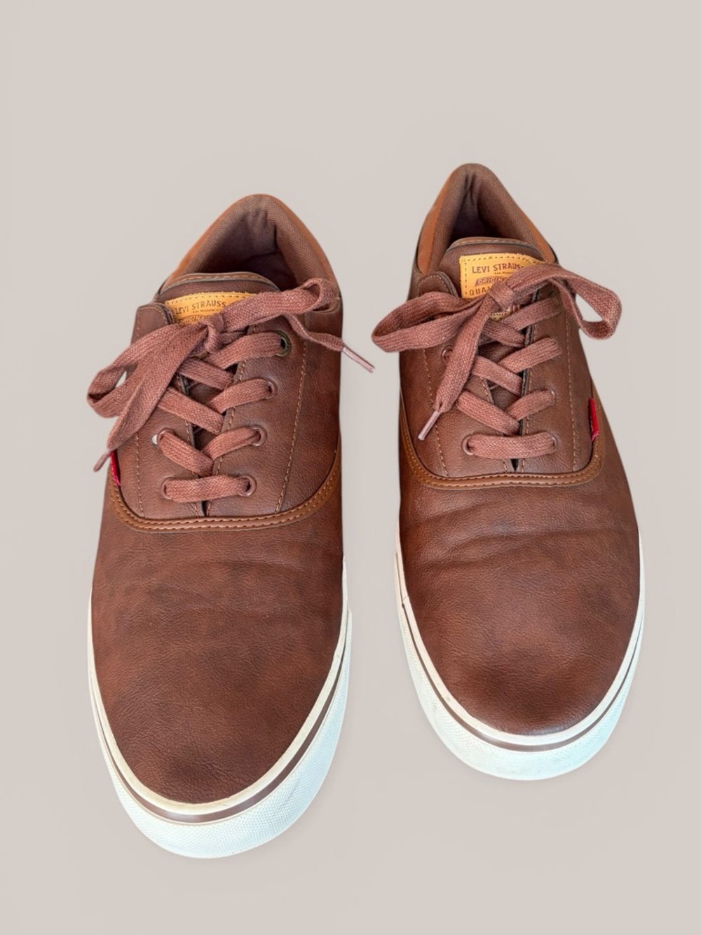 Levi's Men's Brown Lace-Up Brown Sneakers with White Sole